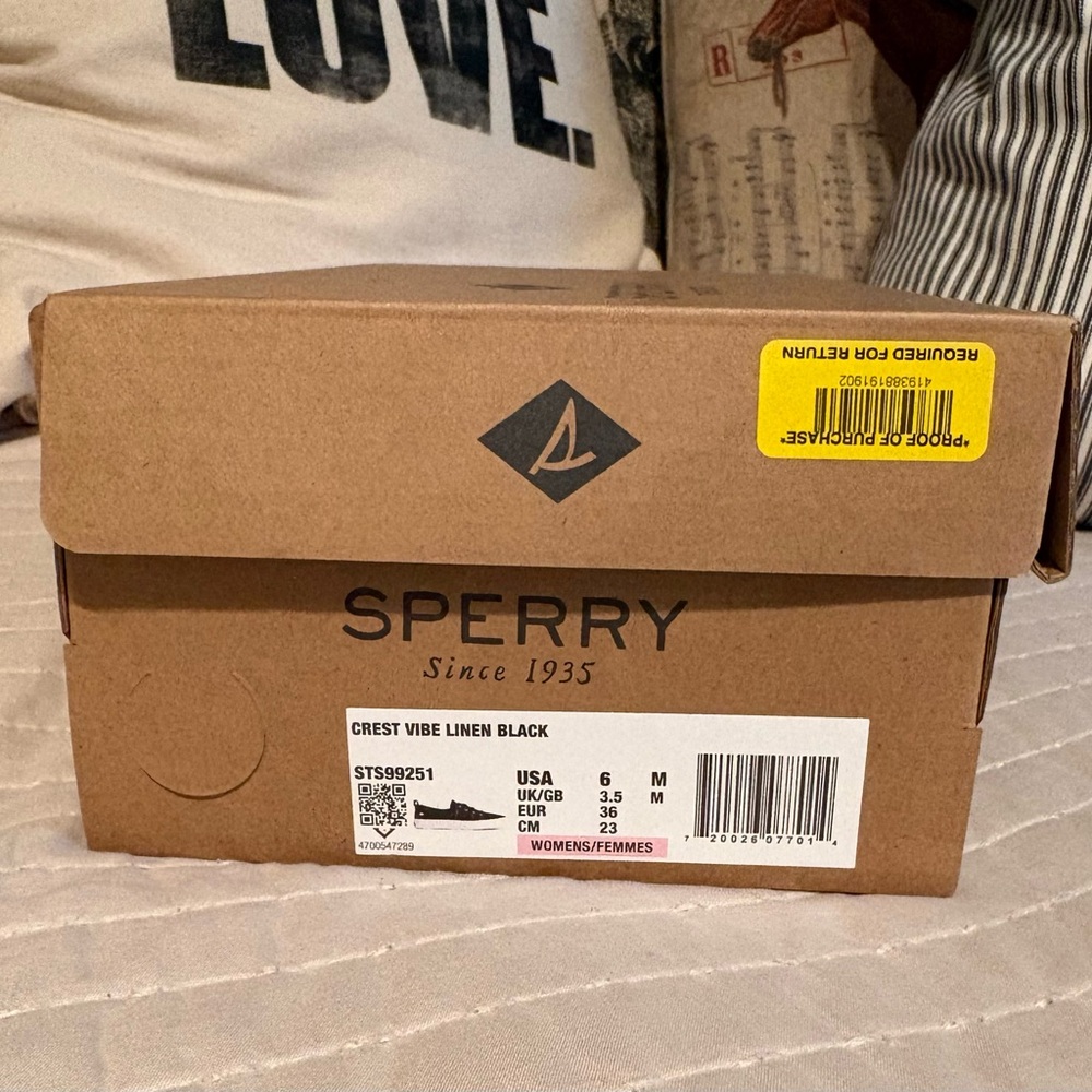 Sperry Women's Crest Vibe Linen Black 6M Like New - Picture 6 of 6